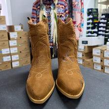 Load image into Gallery viewer, Consignment - Indiginize Creation - Freehand Burned Suede Western Boots – Mountain Design