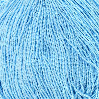 (Strung) Czech Seed Bead 11/0 Opaque Light Blue Luster Strung