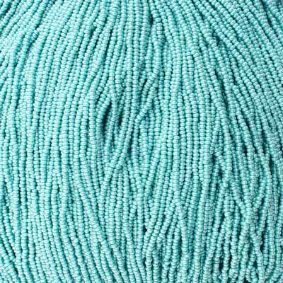 (Strung) Czech Seed Bead 11/0 Opaque Turquoise luster Strung