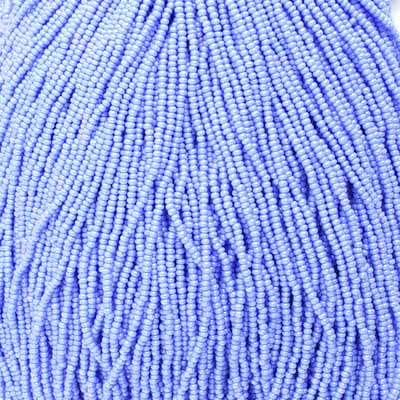(Strung) Czech Seed Bead 11/0 Opaque Light Blue AB Natural Strung