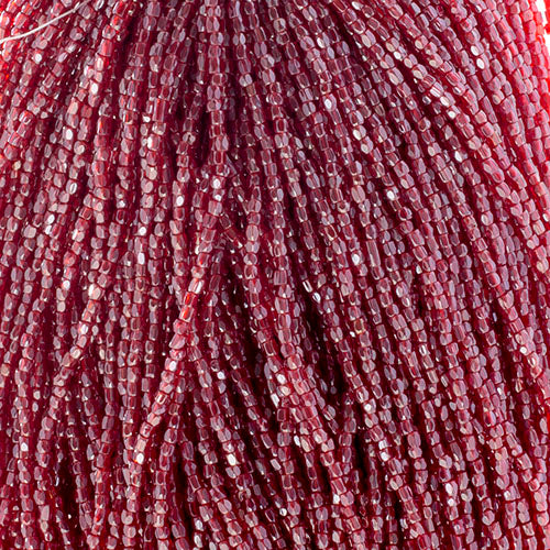 Czech Seed Beads 9/0 3Cut Transparent Red Luster Strung