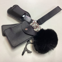 Load image into Gallery viewer, Black Faux-Leather Safety Key Chain