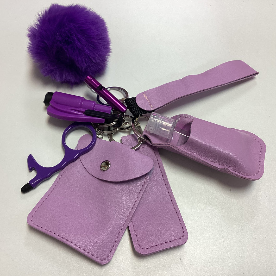 Purple Faux-Leather Safety Key Chain