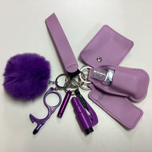 Load image into Gallery viewer, Purple Faux-Leather Safety Key Chain
