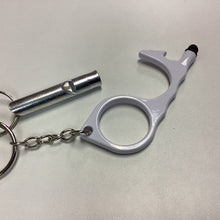Load image into Gallery viewer, White/Grey Faux-Leather Safety Key Chain
