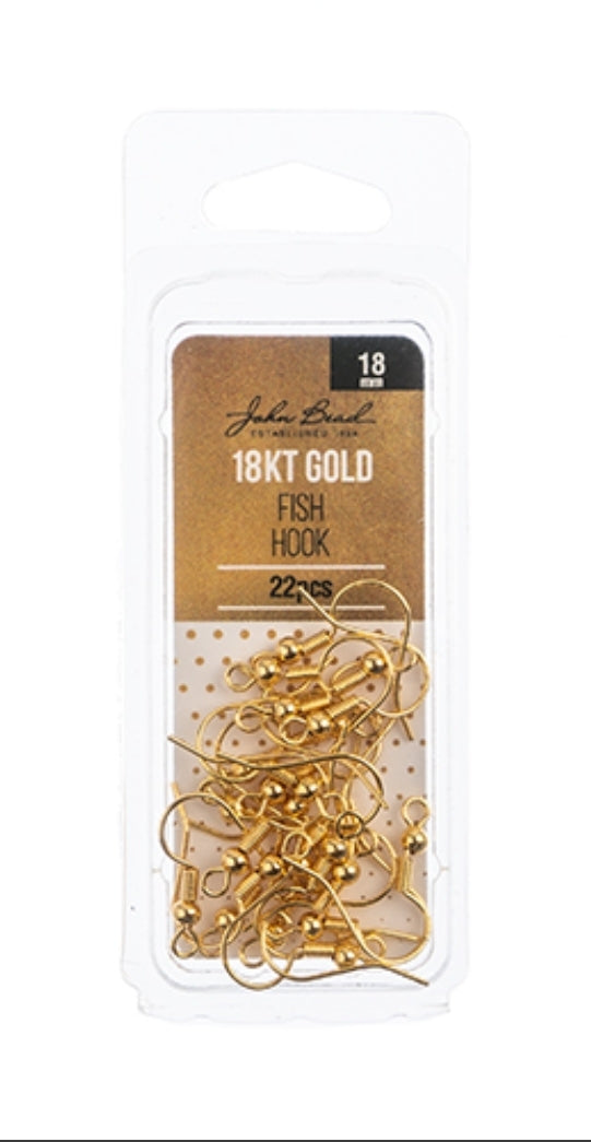 18kt Gold Earring Fish Hook 18mm