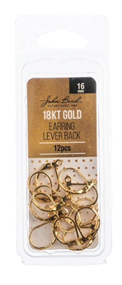 18kt Gold Earring Lever Back 16mm