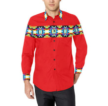 Load image into Gallery viewer, (49 Design) Red Blanket Horizontal Strip Men's Casual Dress Shirt