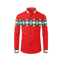Load image into Gallery viewer, (49 Design) Red Blanket Horizontal Strip Men's Casual Dress Shirt