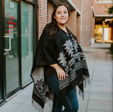Load image into Gallery viewer, Hooded Fashion Wrap - Visions of Our Ancestors by Leila Stogan