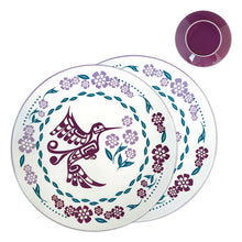 Load image into Gallery viewer, Porcelain Art Dinner Plates (Set of 2) - Hummingbird (Purple) by Francis Dick