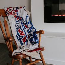 Load image into Gallery viewer, Premium Fleece Blanket - Salmon Life Cycle (Feathers) by Paul Windsor