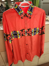 Load image into Gallery viewer, (49 Design) Red Blanket Horizontal Strip Men's Casual Dress Shirt