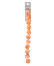 Load image into Gallery viewer, Resin Round Beads with Heart 7" Strand (15.8mm) - Orange