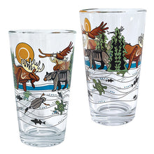 Load image into Gallery viewer, Printed Glass Tumbler (set of 2) - All My Relatives (Indinawemaaganidag) by Storm Angeconeb