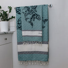 Load image into Gallery viewer, Artisan Cotton Towel (Large)- Orca Family by Paul Windsor