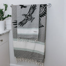 Load image into Gallery viewer, Artisan Cotton Towel (Large)- Soaring Eagle by Corey Bulpitt (Haida)
