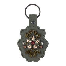 Load image into Gallery viewer, Floret Beaded Keychain - Forest Green