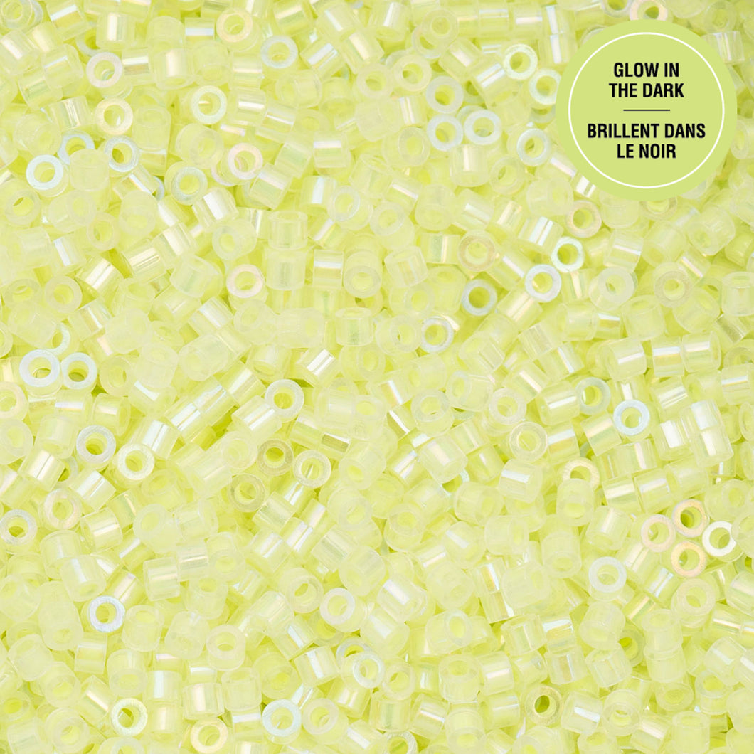 11/0 Cylin Bead Glow in Dark AB - Yellow Neon