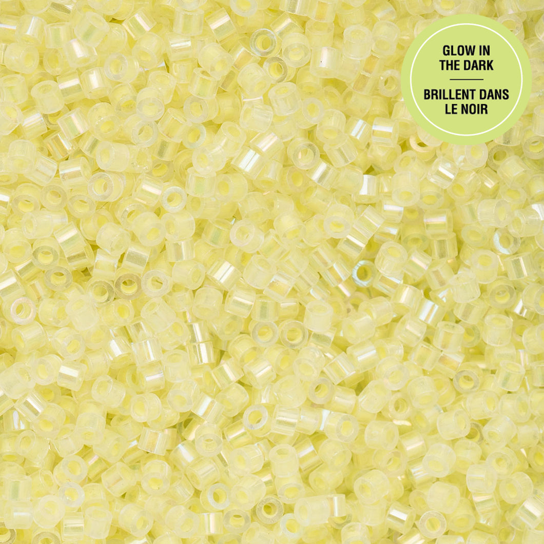 11/0 Cylin Bead Glow in Dark AB - Yellow