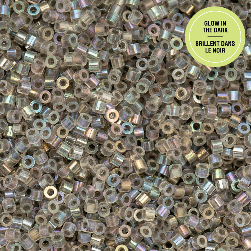 11/0 Cylin Bead Glow in Dark AB - Grey