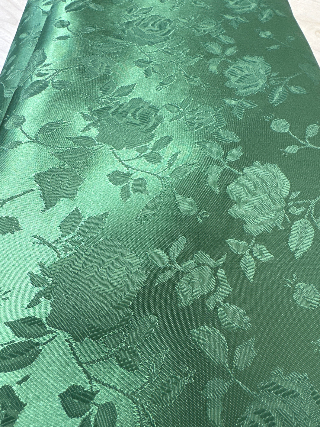 Floral Rose Jacquard Satin - Olive