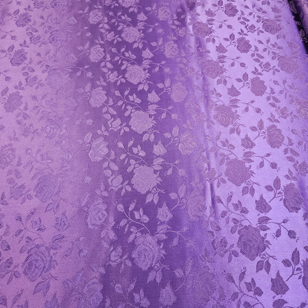 Floral Rose Jacquard Satin - Purple