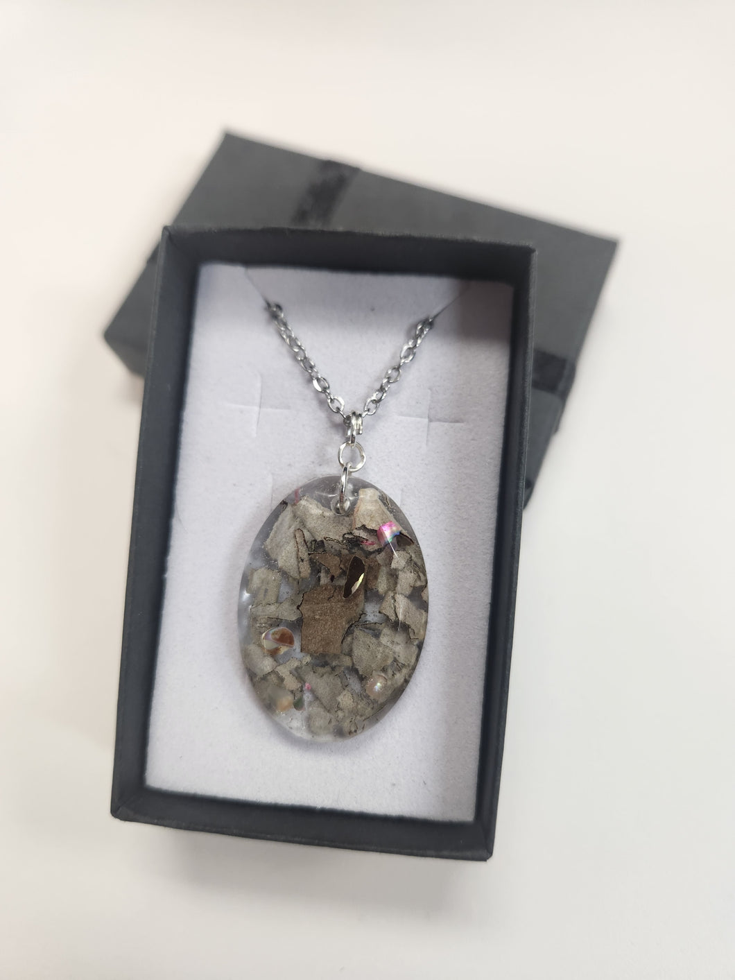 Abalone & Sage Necklace (Silver Style)