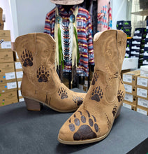 Load image into Gallery viewer, Consignment - Indiginize Creation - Freehand Burned Suede Western Boots – Bear Paws
