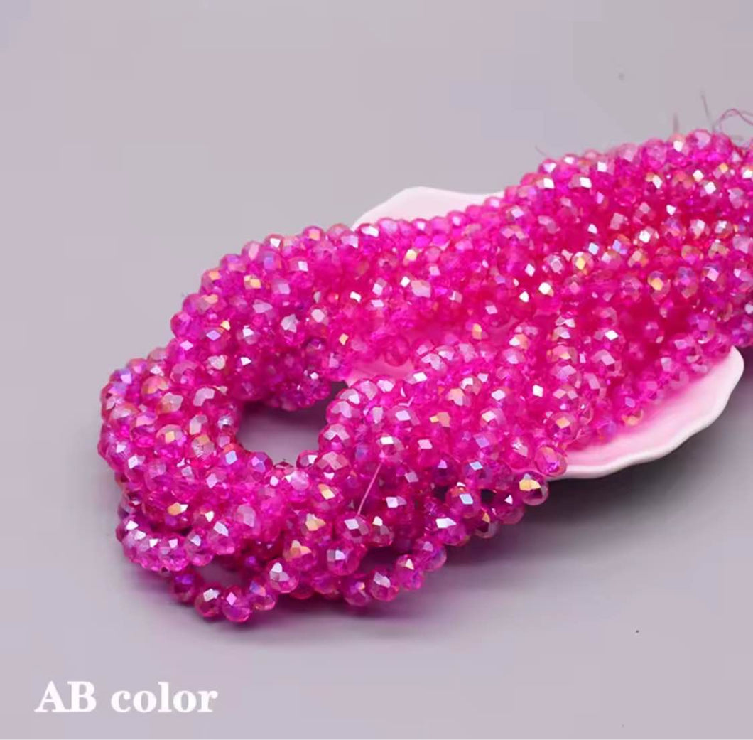 Rondelle 4x6mm Hot Pink