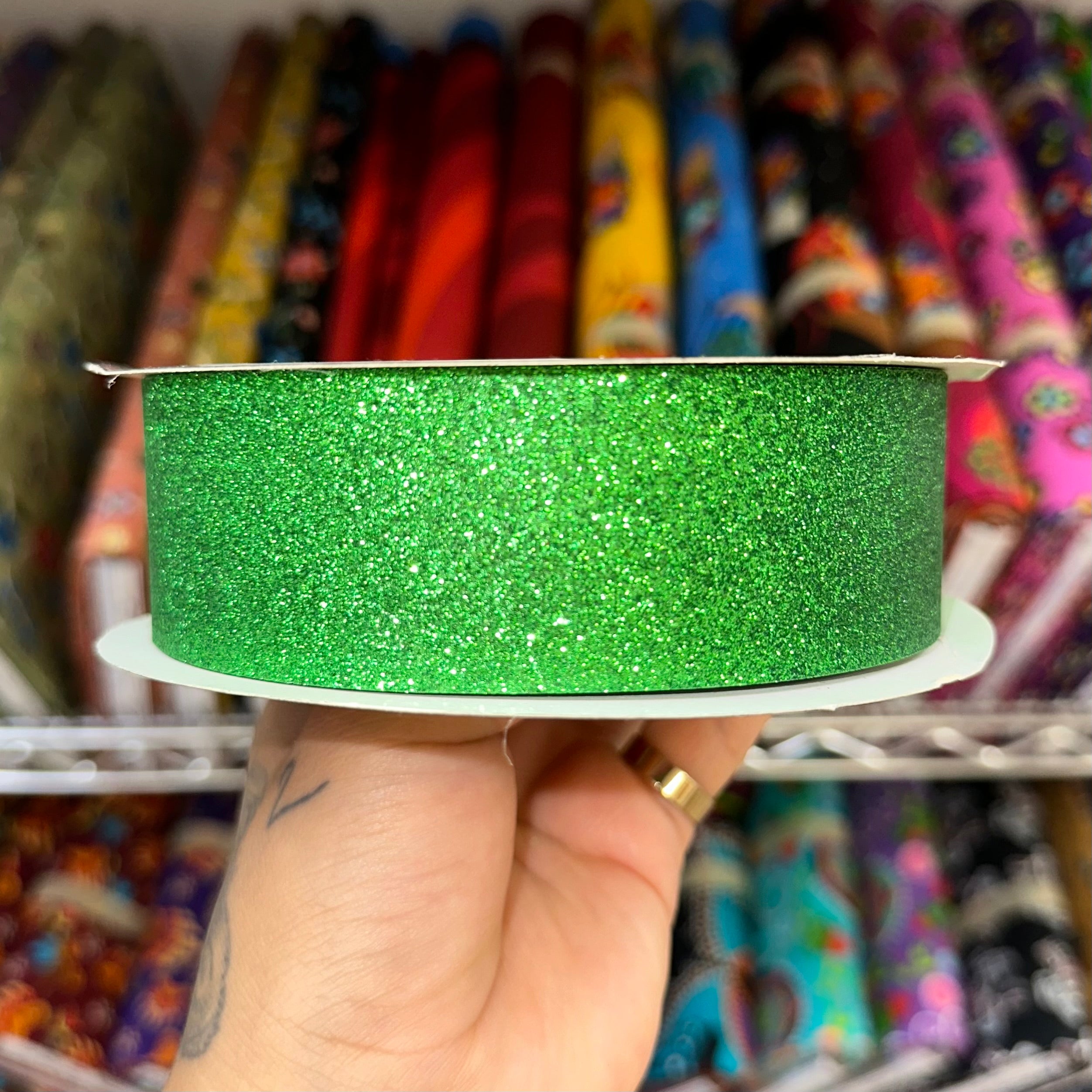 Sparkle Ribbon (Per Meter): Emerald – 4 Generations Creations