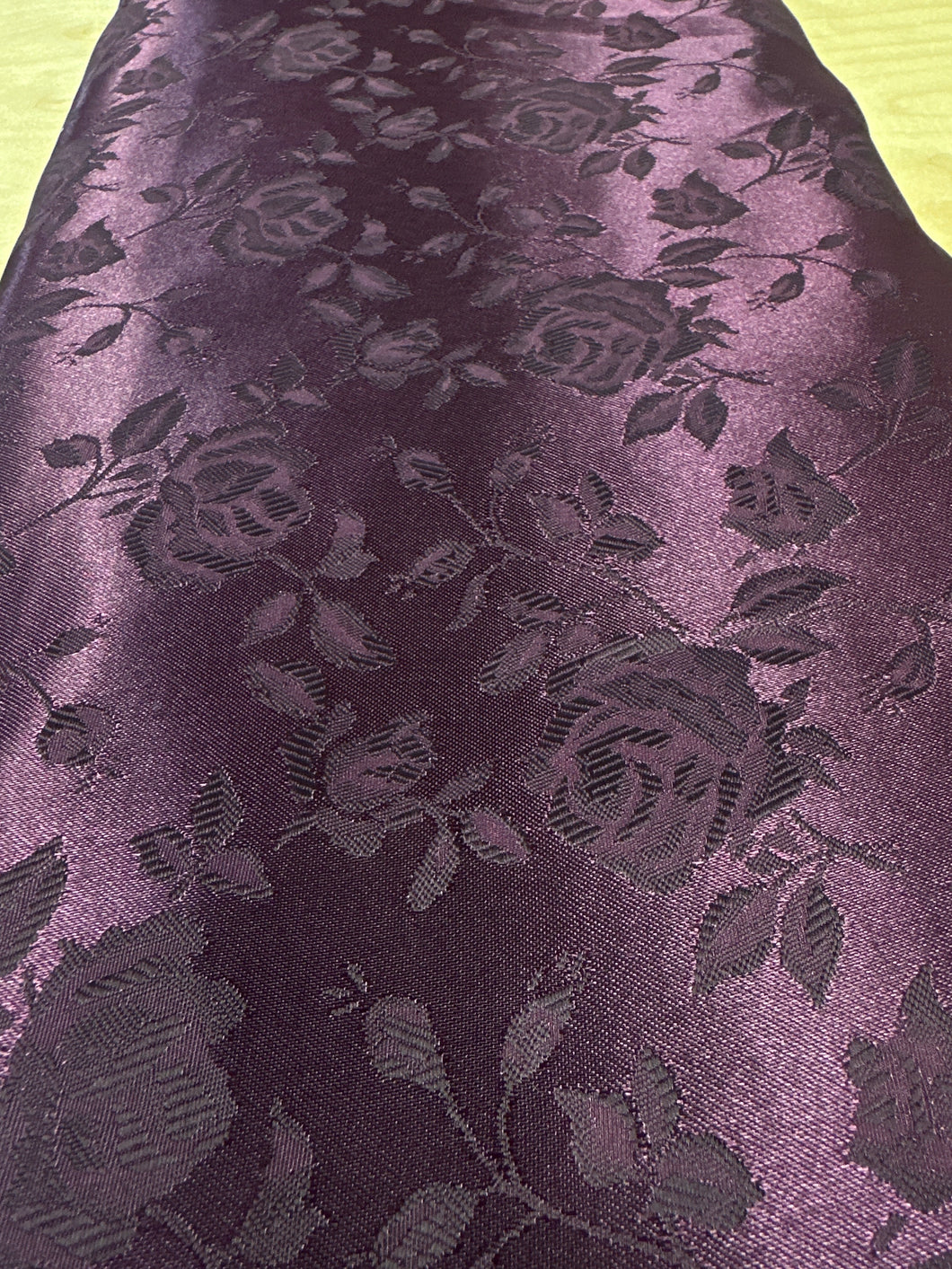 Floral Rose Jacquard Satin - Plum