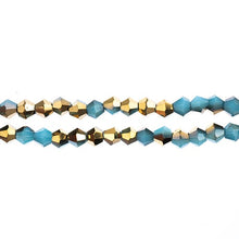 Load image into Gallery viewer, Bicone 2 Strand 7"- 4mm Opaque Dark Blue with Half Gold Iris
