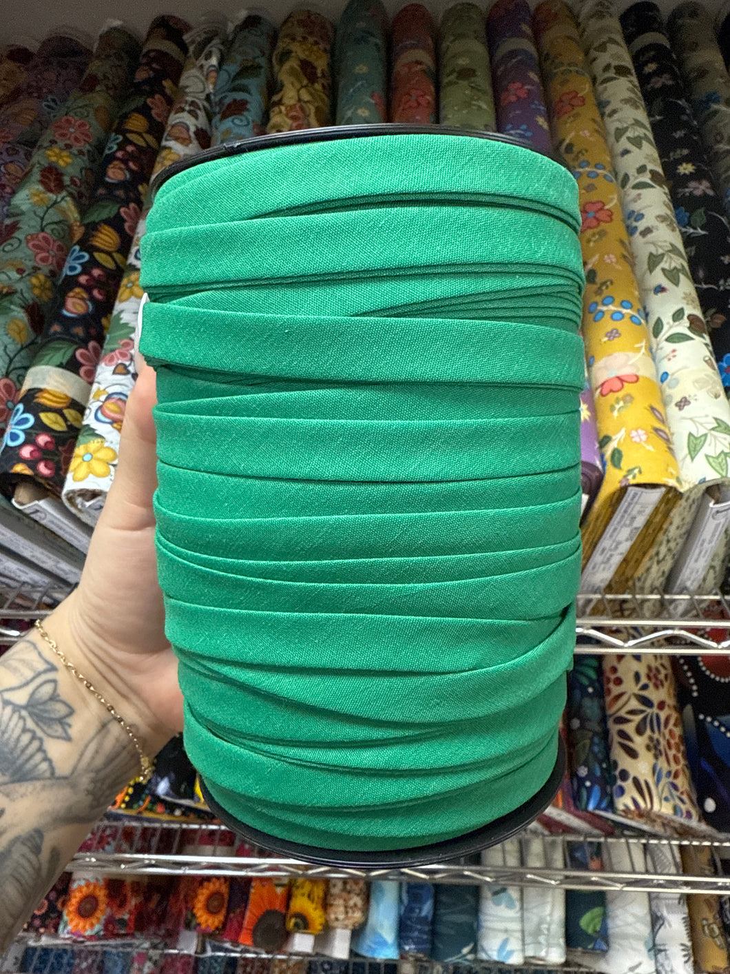 (Per/meter) 12mm Emerald Green Bias Tape