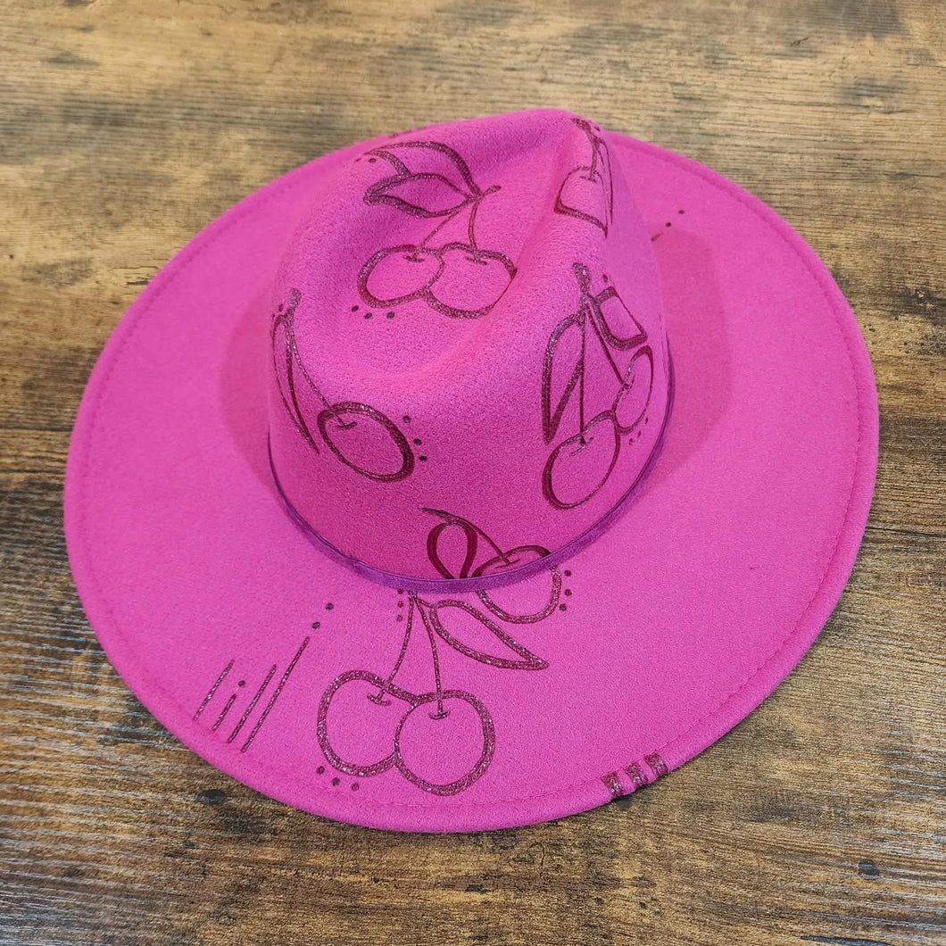 Fuchsia Pink (Cherries Half Design)
