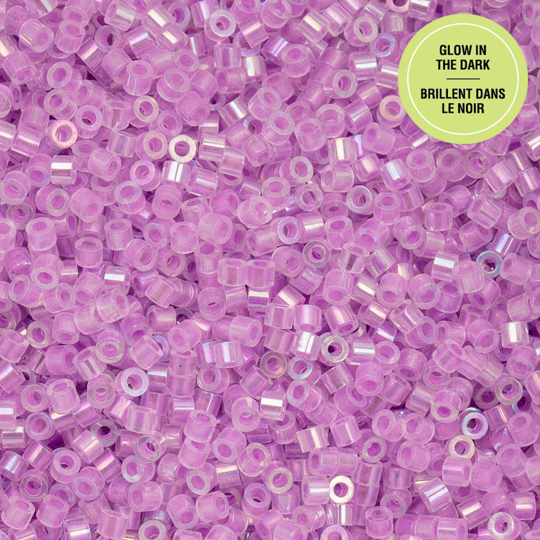 11/0 Cylin Bead Glow in Dark AB - Purple
