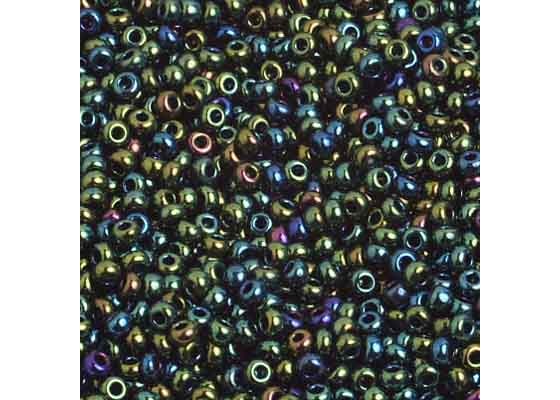 (Half Hank) Czech Seed Bead 10/0 Opaque Iris Green