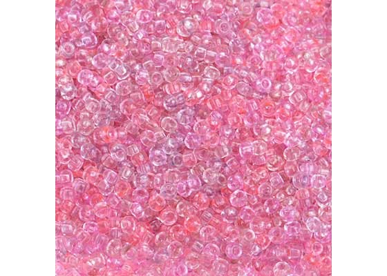 (Half Hank) Czech Seed Bead 10/0 Transparent Pink Mix Luster