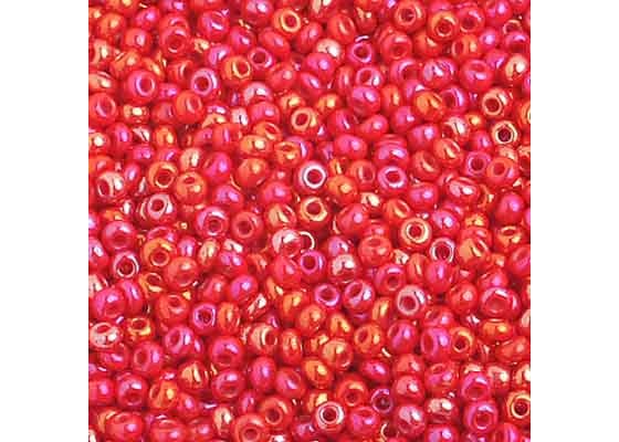 (Half Hank) Czech Seed Bead 10/0 Opaque Medium Red AB