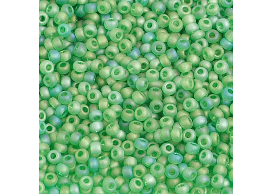 (Half Hank) Czech Seed Bead 10/0 Transparent Light Green AB Matt