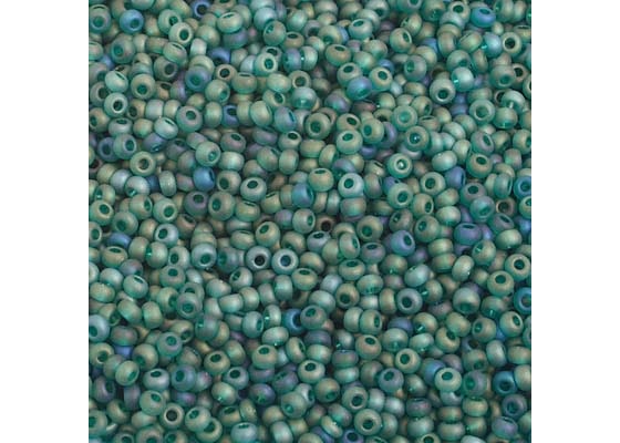 (Half Hank) Czech Seed Bead 10/0 Transparent Dark Green Matt AB