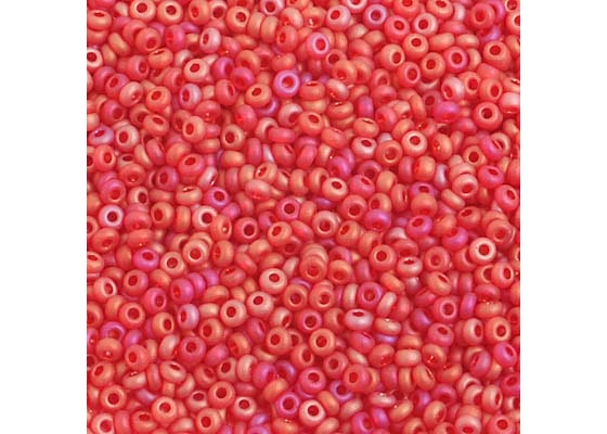 (Half Hank) Czech Seed Bead 10/0 Transparent Red AB Matt