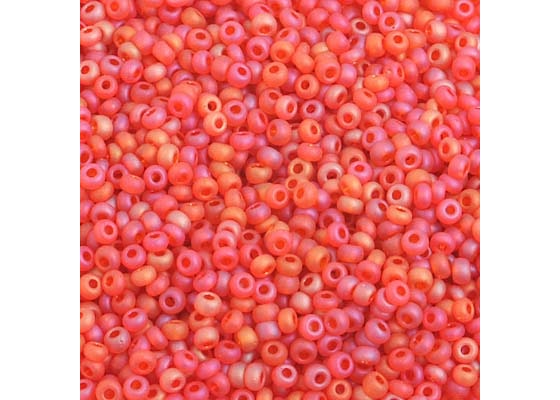 (Half Hank) Czech Seed Bead 10/0 Transparent Orange AB Matt