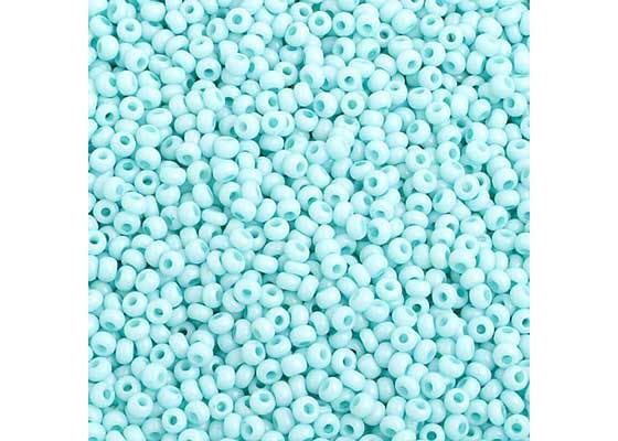 (Half Hank) Czech Seed Bead 10/0 Chalk Light Turquoise Solgel Strung