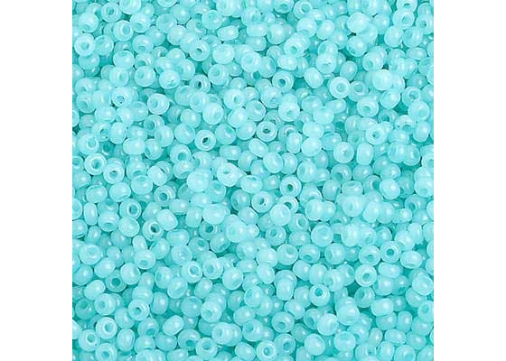 (Half Hank) Czech Seed Bead 10/0 Alabaster Light Turquoise Solgel Strung