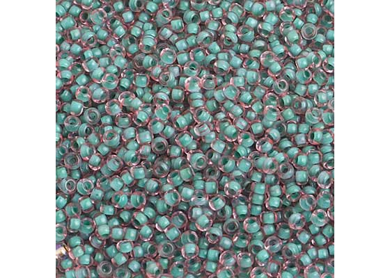 (Half Hank) Czech Seed Bead 10/0 C/L Pink/Green Terra Color