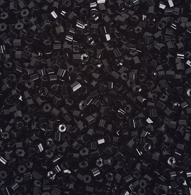 (Half Hank) Czech Seed Bead 2Cut 10/0 Opaque Black Strung