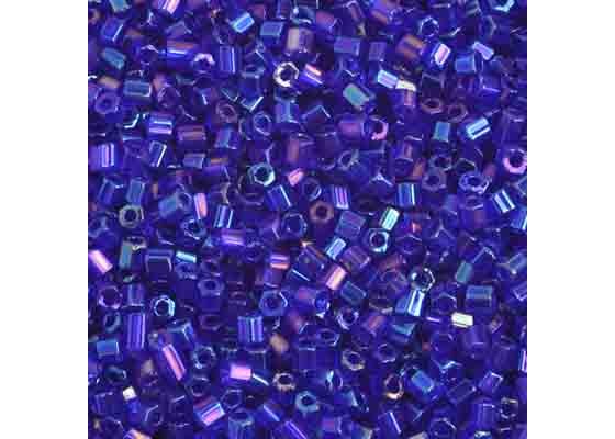 (Half Hank) Czech Seed Bead 10/0 2Cut Transparent Navy Blue AB Strung