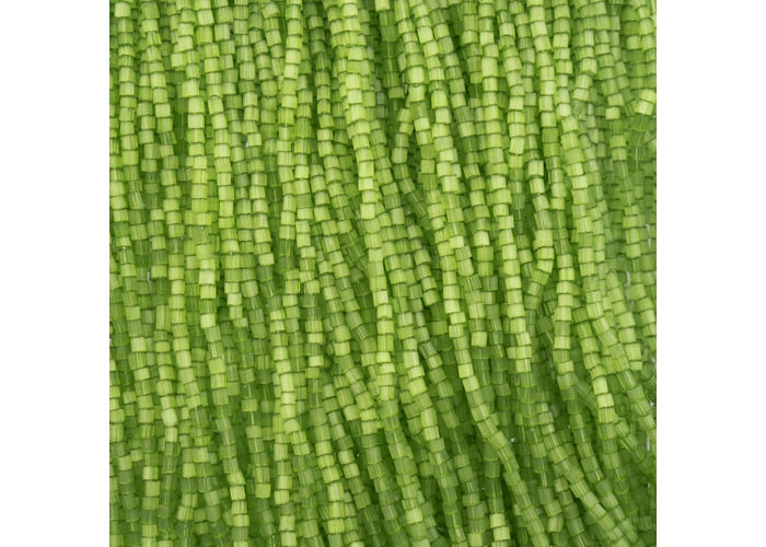 (Half Hank) Czech Seed Bead 10/0 2Cut Satin Solgel Green Strung