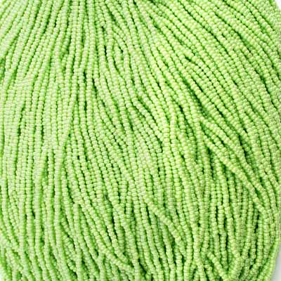 (Strung) Czech Seed Bead 11/0 Opaque Pale Green Luster Strung
